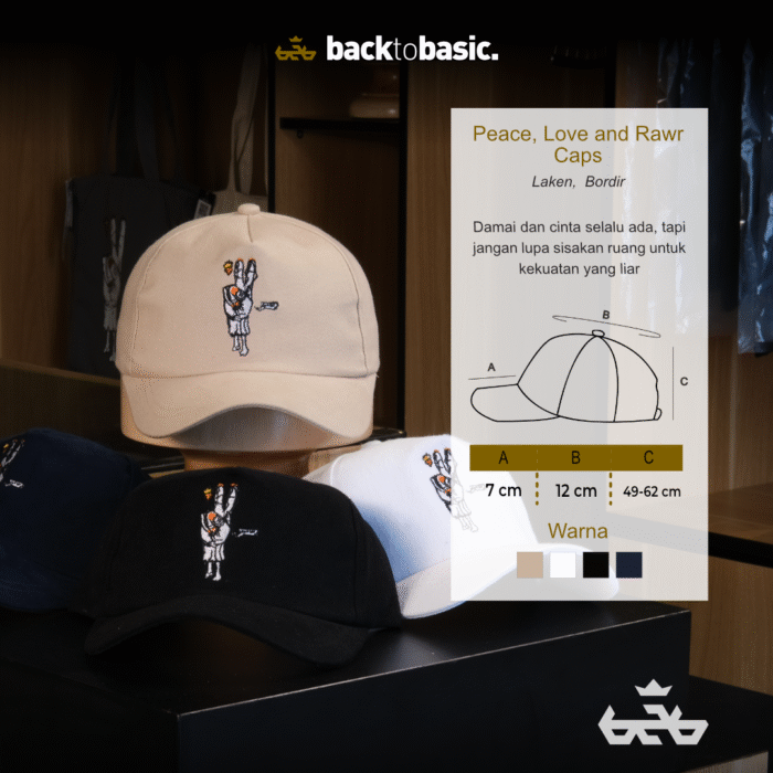 Topi Peace, Love, N Rawr Baseball Cap